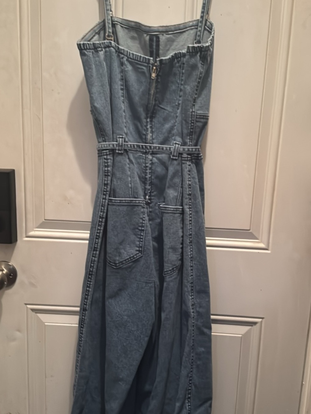 Light Blue Denim Jumpsuit with Straps
